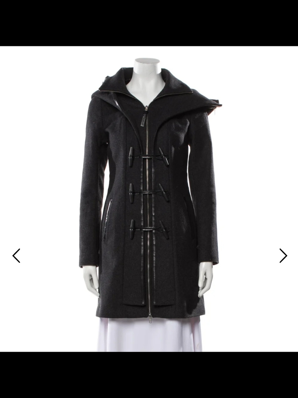 Mackage Wool Blend Hooded Toggle Coat in Charcoal